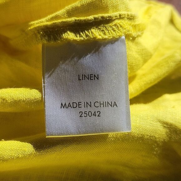 Suzannegrae Linen Button Up Shirt Women Size XL Yellow Coastal Summer Australian - Picture 4 of 7